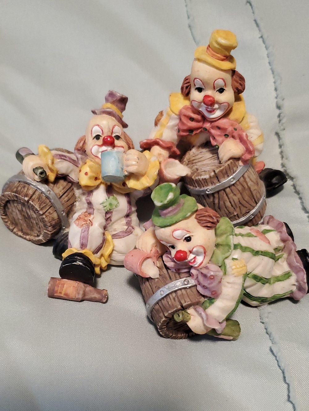 Hand-Painted Clown Figurine Set in Multicolor Finish